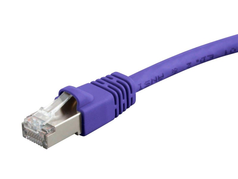 Monoprice Cat6A 5ft Purple Patch Cable Double Shielded (S/FTP) 26AWG 10G Pure Bare Copper Snagless RJ45 Fullboot Series Ethernet Cable - Image 1